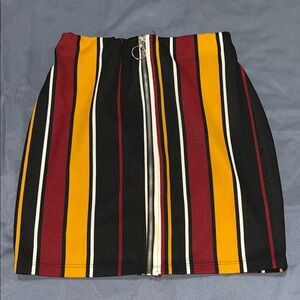 Silhouette Bold Striped Pencil Skirt - Red, Yellow, Black